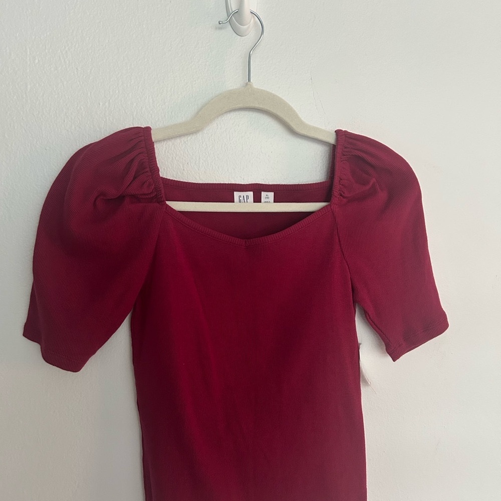 GAP Kids Cherry Red Top with Gathered Sleeves